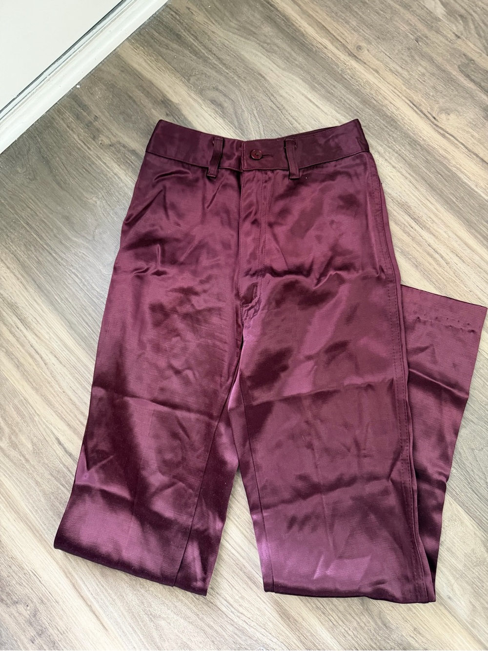 Women’s Vintage Satin Dress Pants in Wine